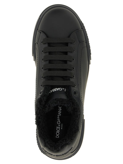 Baskets Dolce & Gabbana homme Portofino Light en cuir de veau noir – DO-343466
