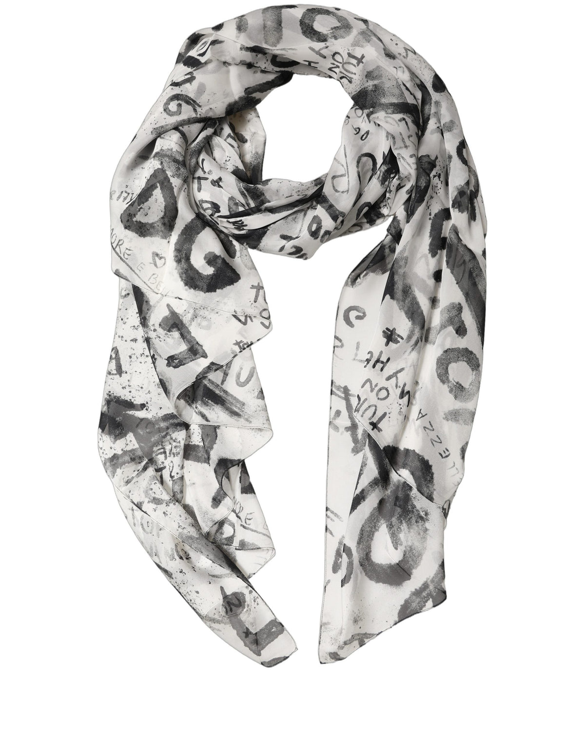 Étole Dolce & Gabbana femme en soie blanche à imprimé graffiti – MS7555