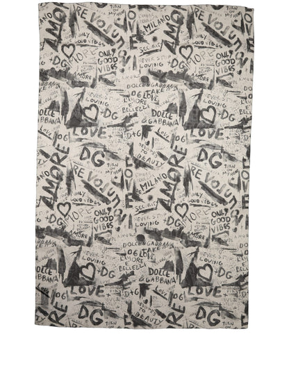 Étole Dolce & Gabbana femme en soie blanche à imprimé graffiti – MS7555
