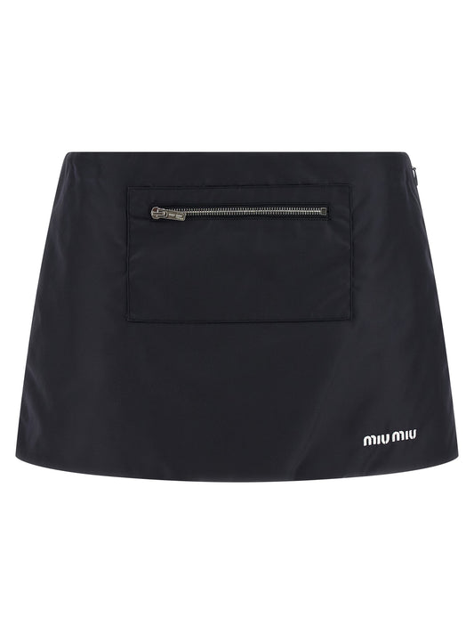 Miu Miu Blue Recycled Polyamide Long Skirt