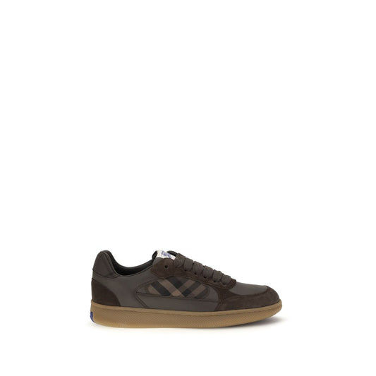 Baskets Burberry Terrace Check en cuir de veau marron – BU-8131050A1276