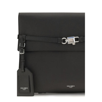 Dolce & Gabbana Black Calf Leather Bos Taurus Shoulder Bag
