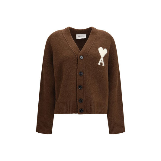 Cardigan Ami Paris mixte Ami de Coeur en alpaga marron – AM-UKC365KN0135A362