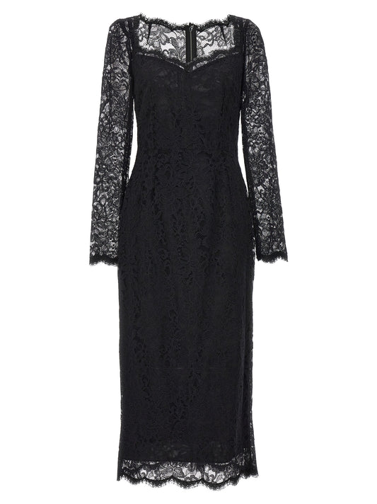 Robe midi en dentelle Dolce & Gabbana en polyamide noir – DO-284020