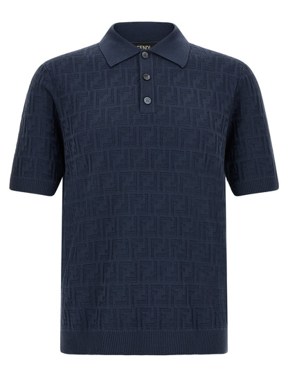 Fendi Blue Cotton Polo Shirt