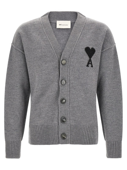 Ami Paris Gray Wool Cardigan
