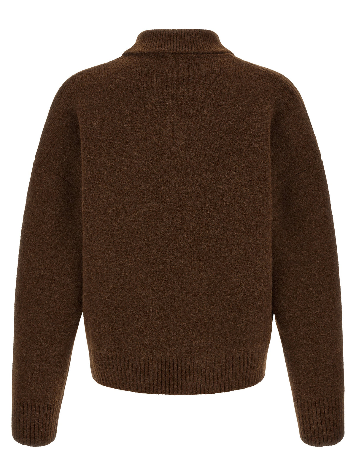 Ami Paris Brown Alpaca Leather Polo Shirt