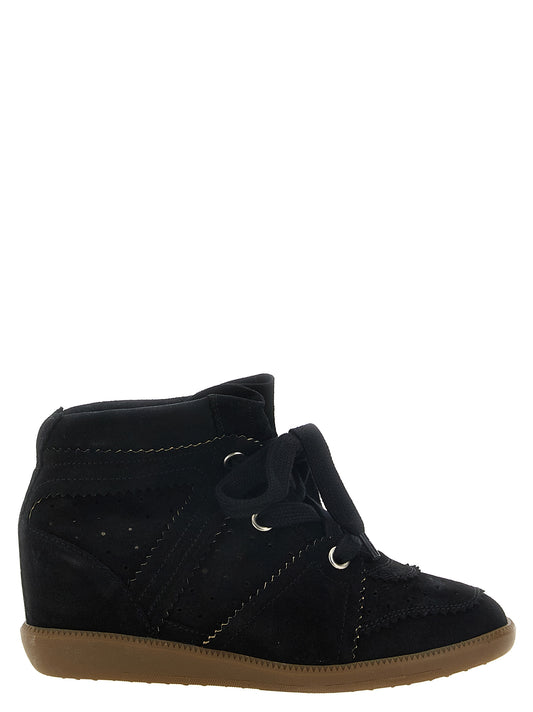 Isabel Marant Black Cowhide Wedge Sandals