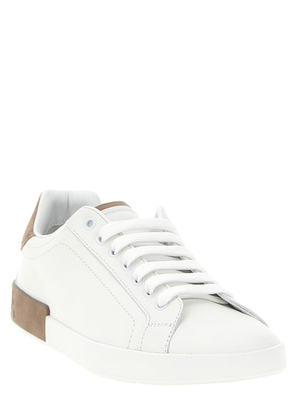 Baskets Dolce & Gabbana homme Portofino en cuir de veau beige – DO-343950