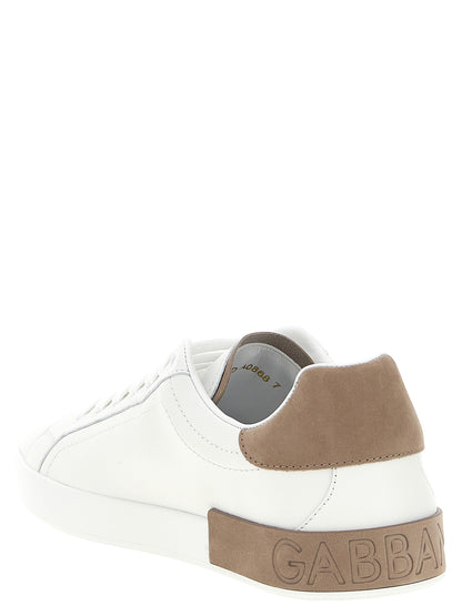 Baskets Dolce & Gabbana homme Portofino en cuir de veau beige – DO-343950