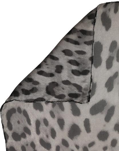 Foulard Dolce & Gabbana femme en soie gris et noir à imprimé léopard – MS7695