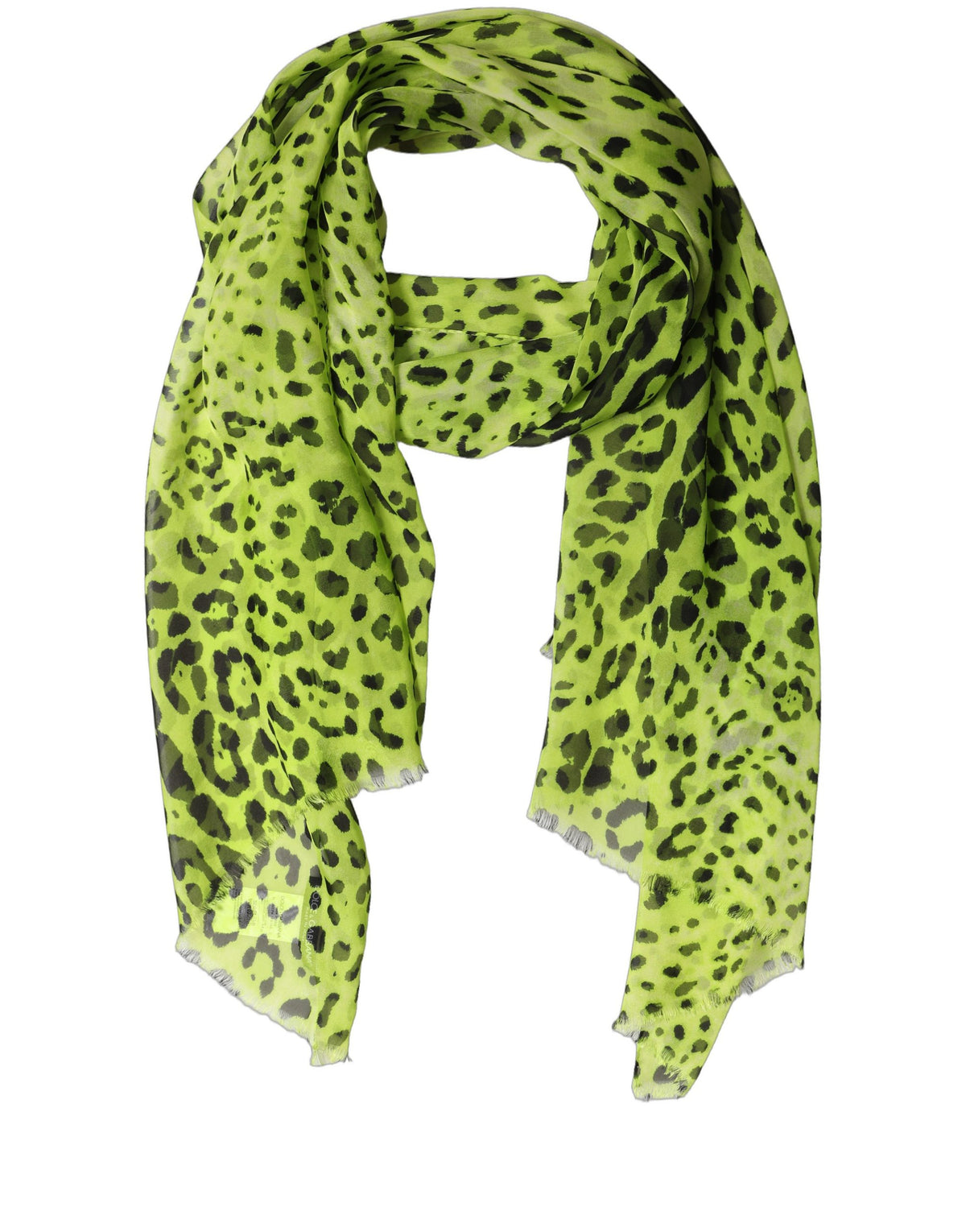 Étole Dolce & Gabbana femme en soie verte à imprimé léopard – MS7717