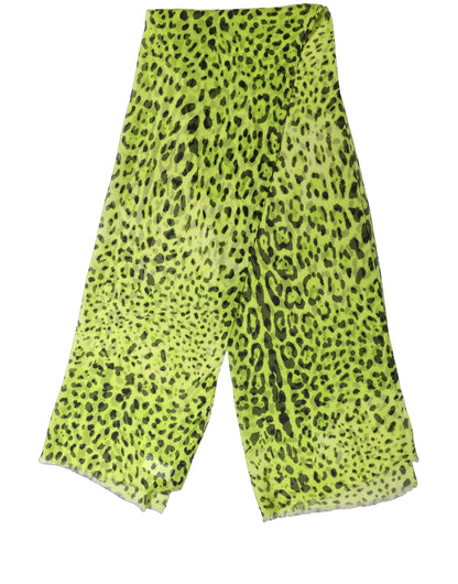 Étole Dolce & Gabbana femme en soie verte à imprimé léopard – MS7717