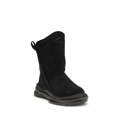 UGG Black Suede Leather Flat Boots