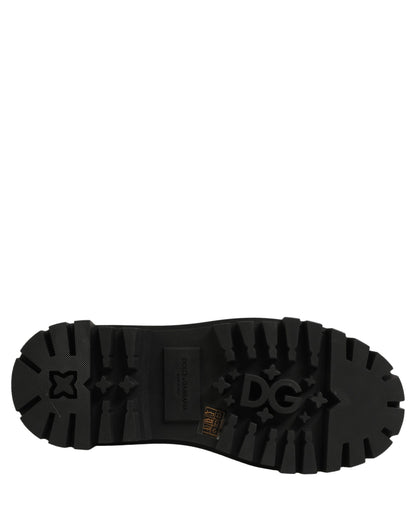 Dolce & Gabbana Black Calfskin Leather Trekking Derby Shoes
