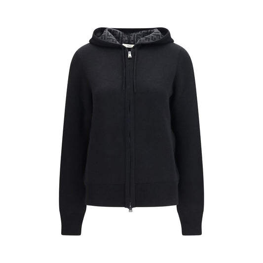 Sweat à capuche zippé Fendi FF Zucca en cachemire noir – FE-FZE589B1I8F0D9J