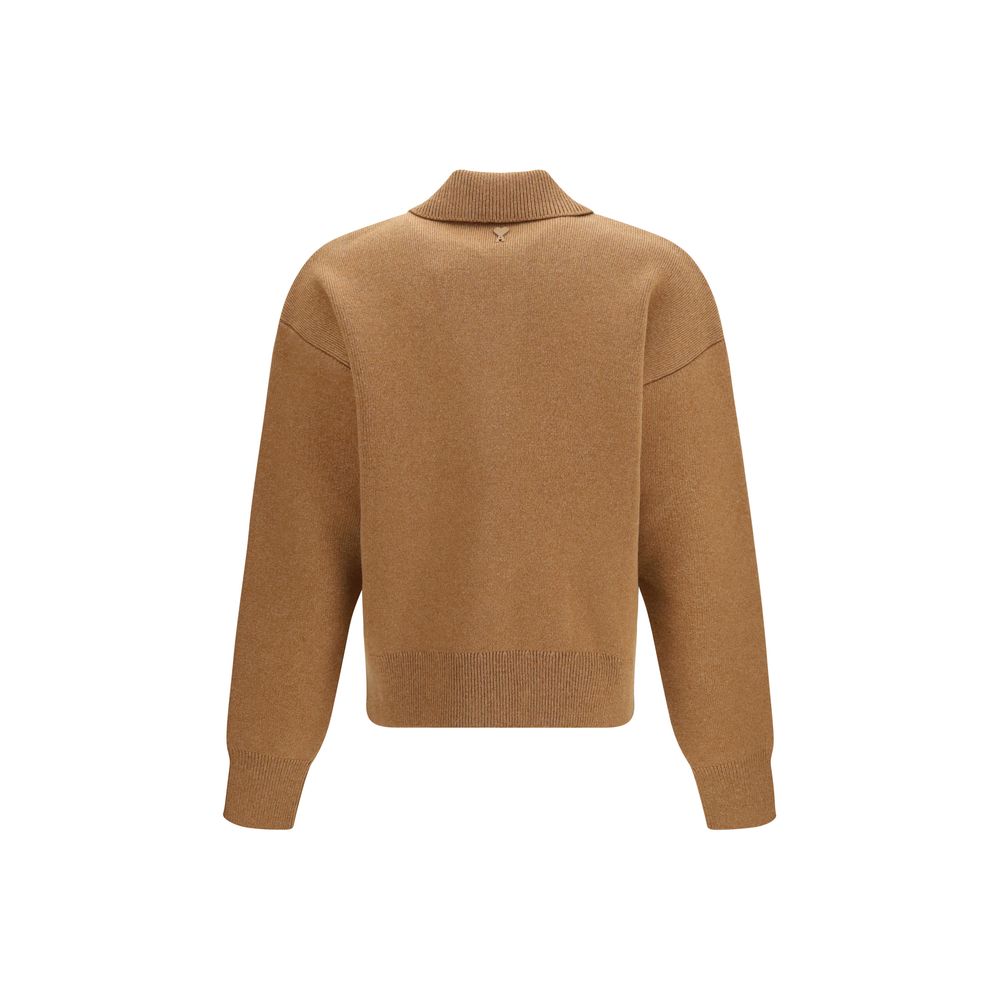 Ami Paris Brown Wool Oves Aries Cardigan