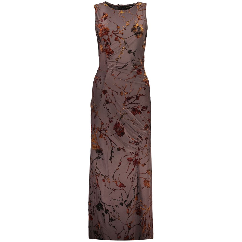 Robe Desigual femme longue à motifs en polyester marron – DE-47941