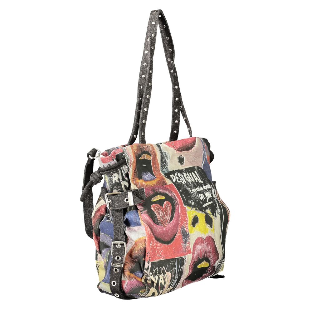 Sac à main Desigual femme Scratched Blue Lifta en coton noir – DE-47991