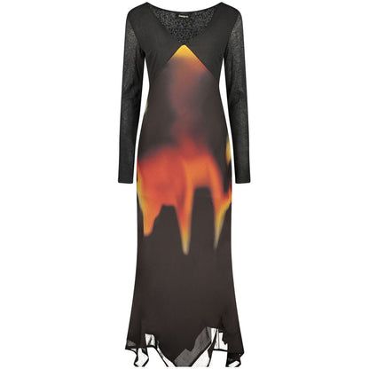 Robe Desigual femme longue à motifs en polyester noir – DE-47943