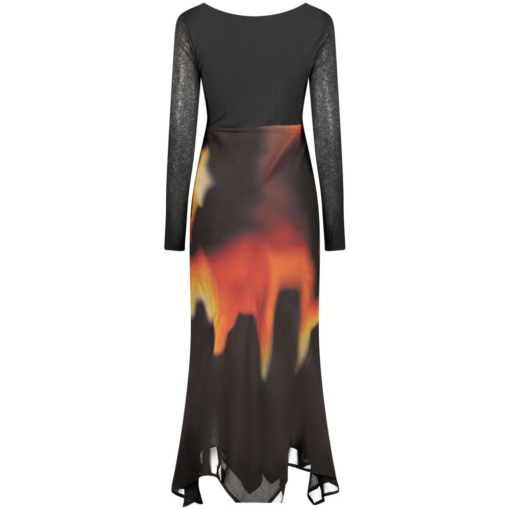 Robe Desigual femme longue à motifs en polyester noir – DE-47943