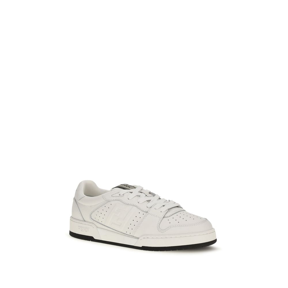 Fendi White Calf Leather Bos Taurus Athletic Sneakers