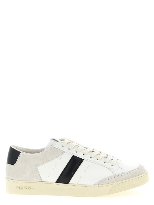 Baskets Tom Ford homme Blake en cuir blanc et noir – TO-326495