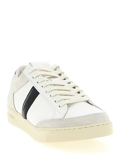 Baskets Tom Ford homme Blake en cuir blanc et noir – TO-326495