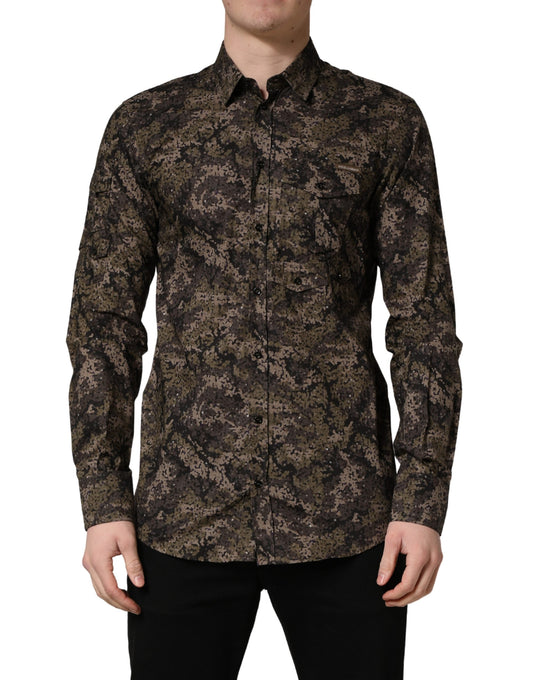 Chemise à manches longues Dolce & Gabbana homme camouflage marron – TSH91912