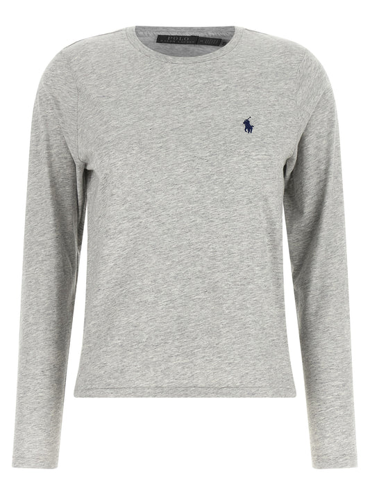 T-shirt à manches longues Polo Ralph Lauren en coton gris – PO-344929