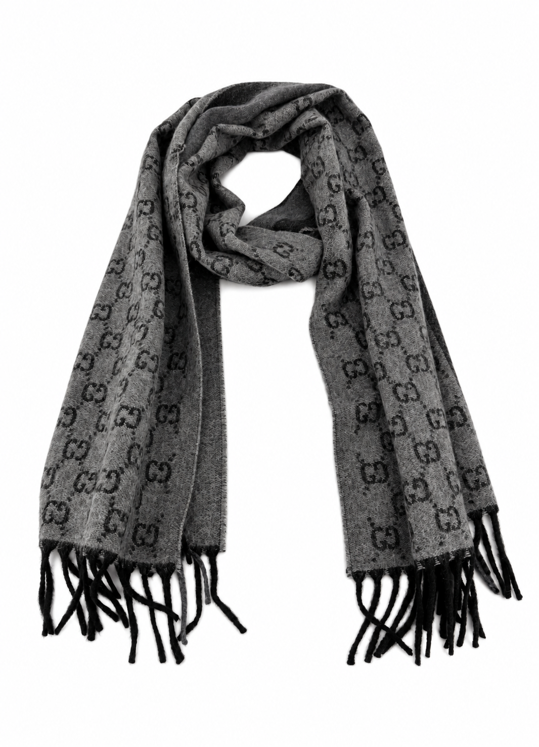 Écharpe Gucci mixte en cachemire et laine grise – GU467871FBB