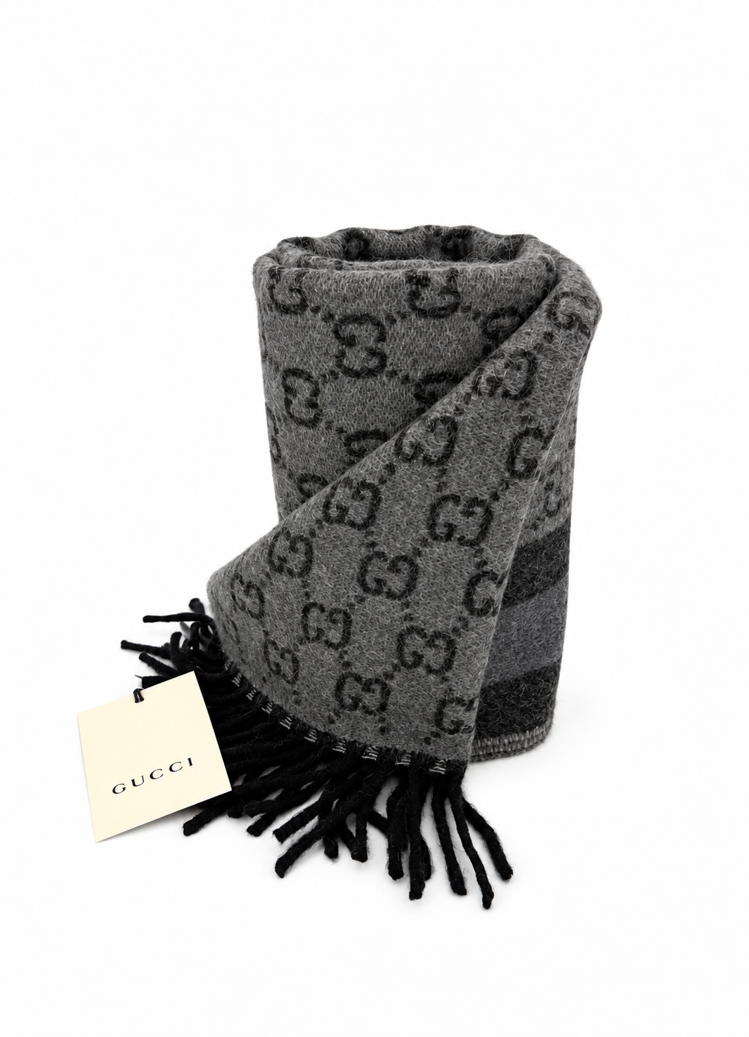 Écharpe Gucci mixte en cachemire et laine grise – GU467871FBB