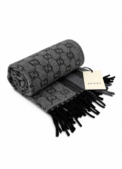 Écharpe Gucci mixte en cachemire et laine grise – GU467871FBB