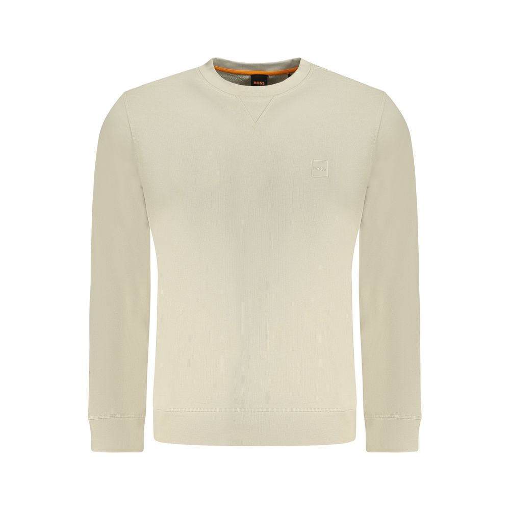 Sweat-shirt Hugo Boss homme col rond en coton beige – BO-33907