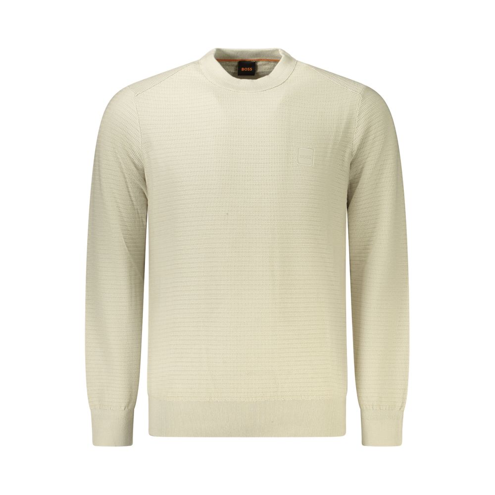 T-shirt manches longues Hugo Boss homme en coton et cachemire beige – BO-35294