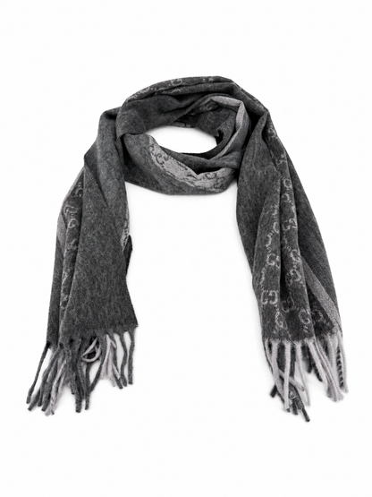 Écharpe Gucci mixte en cachemire et laine gris anthracite – GU467873FBB