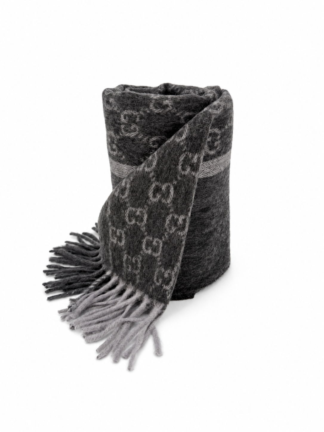 Écharpe Gucci mixte en cachemire et laine gris anthracite – GU467873FBB