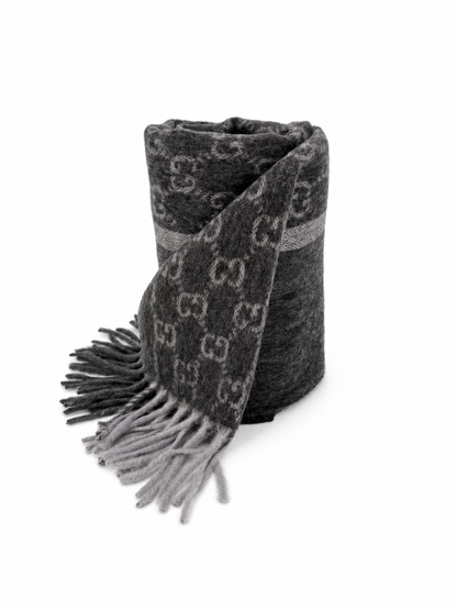 Écharpe Gucci mixte en cachemire et laine gris anthracite – GU467873FBB
