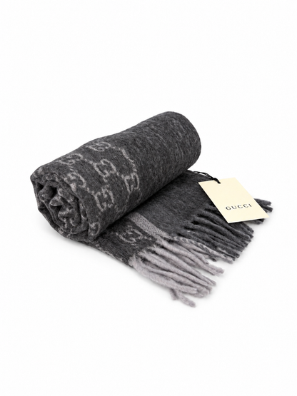 Écharpe Gucci mixte en cachemire et laine gris anthracite – GU467873FBB