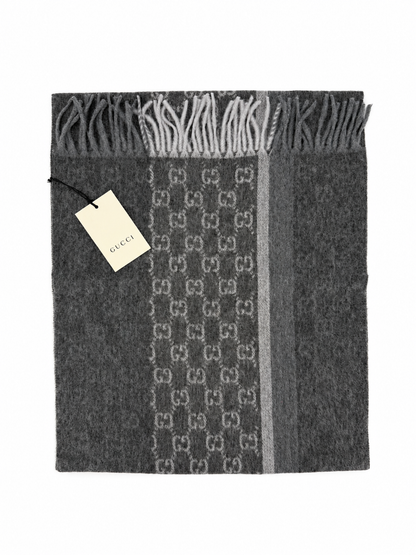 Écharpe Gucci mixte en cachemire et laine gris anthracite – GU467873FBB