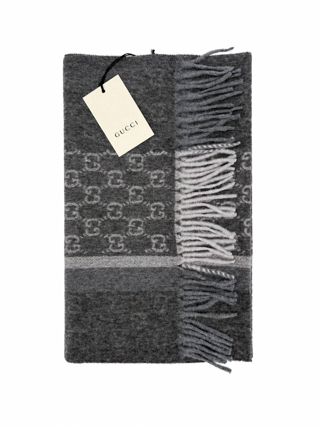 Écharpe Gucci mixte en cachemire et laine gris anthracite – GU467873FBB
