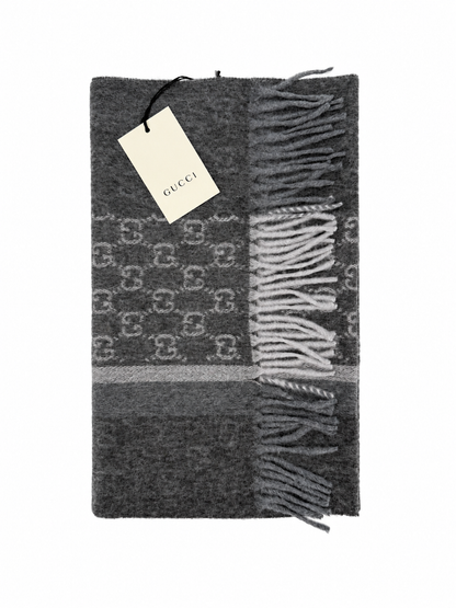 Écharpe Gucci mixte en cachemire et laine gris anthracite – GU467873FBB
