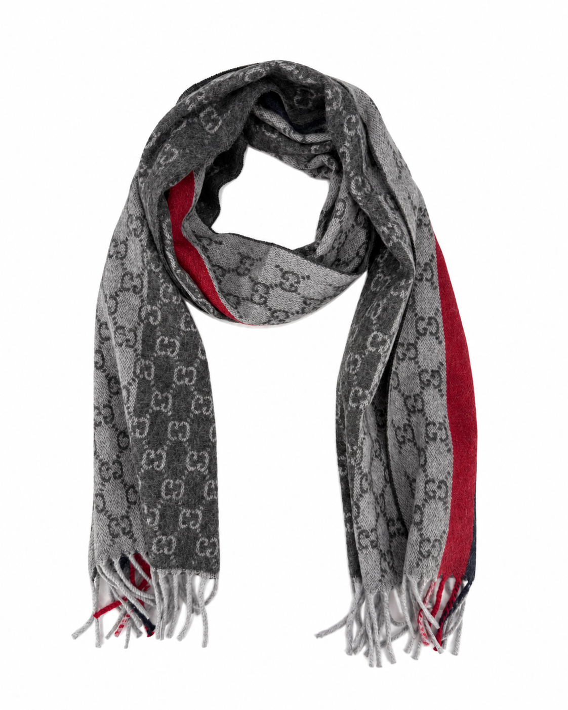 Écharpe Gucci mixte en cachemire et laine grise – GU467874FBB