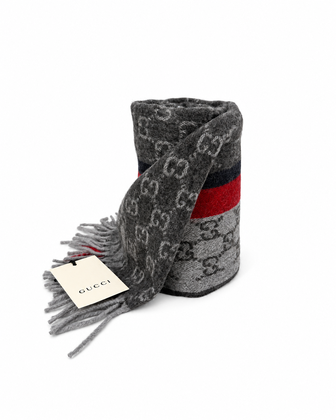 Écharpe Gucci mixte en cachemire et laine grise – GU467874FBB