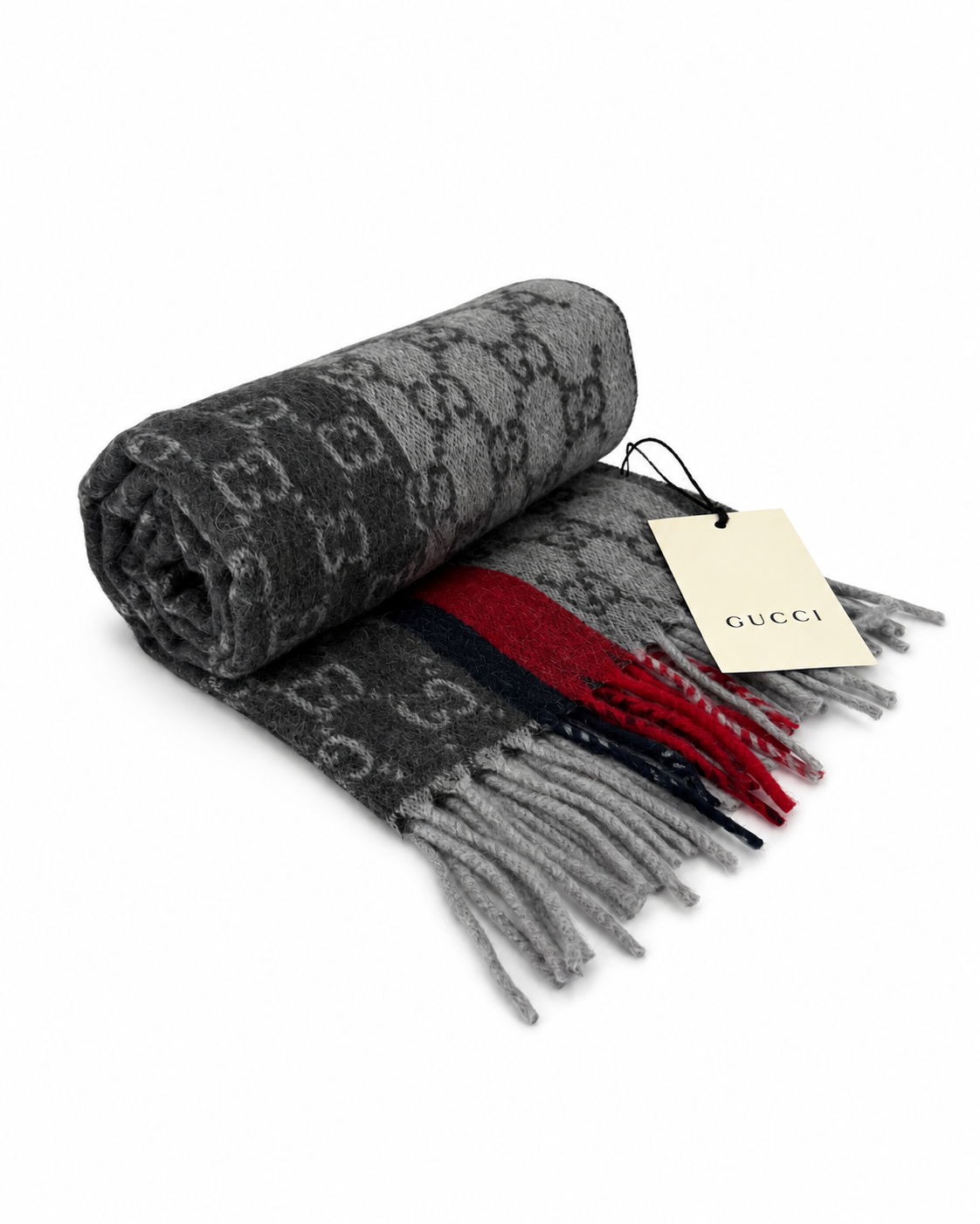 Écharpe Gucci mixte en cachemire et laine grise – GU467874FBB