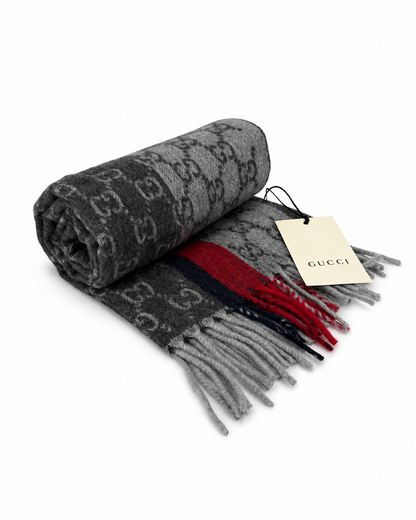 Écharpe Gucci mixte en cachemire et laine grise – GU467874FBB