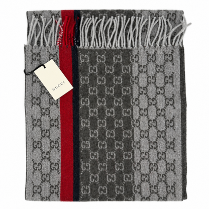 Écharpe Gucci mixte en cachemire et laine grise – GU467874FBB