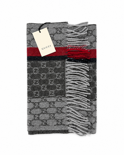 Écharpe Gucci mixte en cachemire et laine grise – GU467874FBB