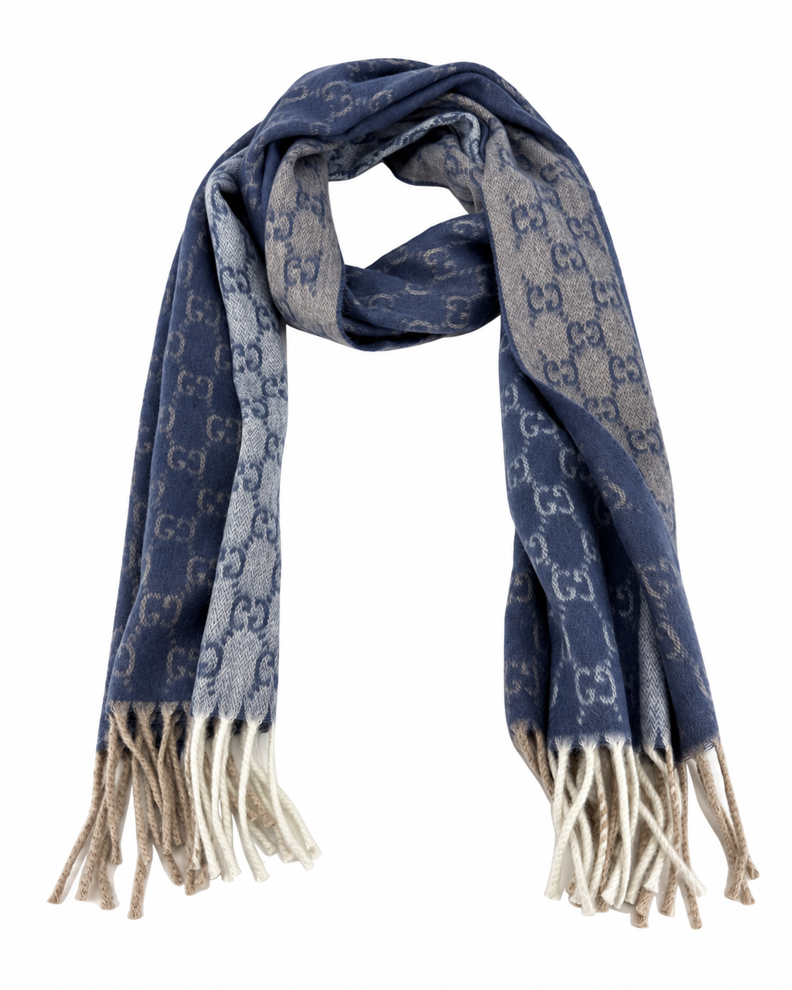 Écharpe Gucci mixte en cachemire et laine bleue – GU467875FBB