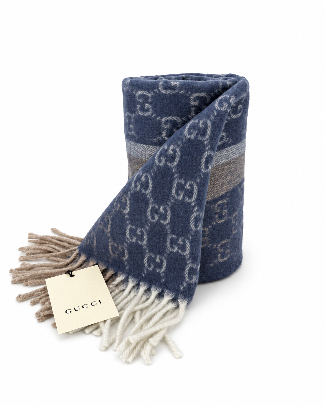 Écharpe Gucci mixte en cachemire et laine bleue – GU467875FBB
